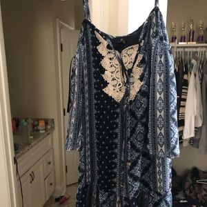 Blue Off the Shoulder Dress- Size SMALL